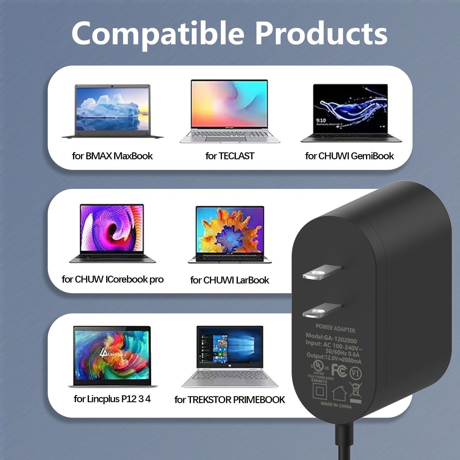 Amazon.com: 12V 2A Laptop Charger Compatible with Chuwi-Herobook